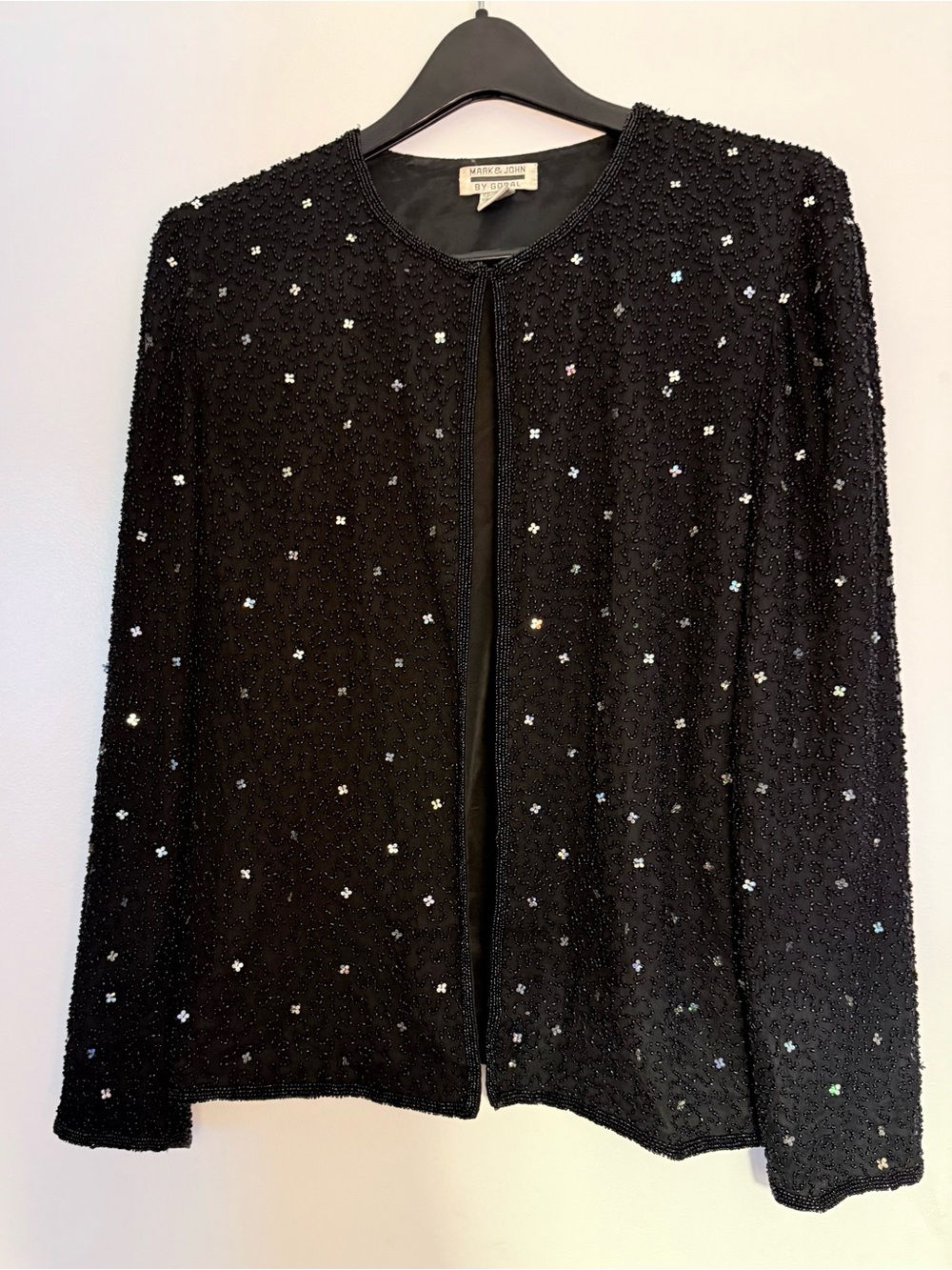 Vintage Beaded Open-Front Black Evening Jacket